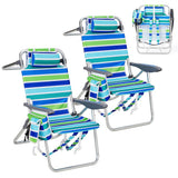 Garvee Chaise De Plage Sac À Dos Adulte 5 Positions Réglables Aluminium Léger Pour Plage Et Camping Multicolore