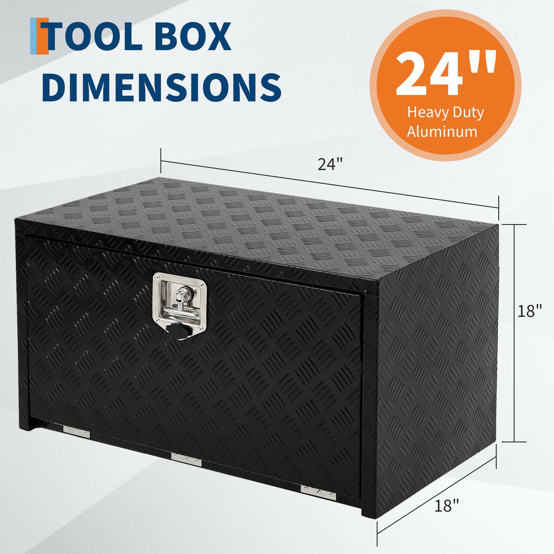 Coffre à outils Garvee 24 pouces en aluminium, coffre de rangement sous châssis, étanche, robuste, verrouillable, peu encombrant, noir, pour camionnettes et camping-cars