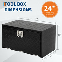 Coffre à outils Garvee 24 pouces en aluminium, coffre de rangement sous châssis, étanche, robuste, verrouillable, peu encombrant, noir, pour camionnettes et camping-cars
