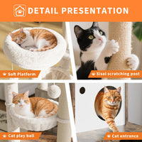 Meuble pour chat Garvee avec bac à litière, griffoir et hamac, style rustique marron, idéal pour un salon à plusieurs étages