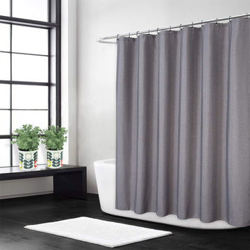 Rideau de douche Garvee Hotel aspect lin de luxe, tissu épais 240 g/m² en polyester déperlant gris, 220 x 200 cm, pour salles de bains