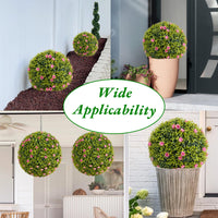 Boules de buis artificielles Garvee, lot de 2, 42 cm, fleurs roses, en polyéthylène résistant aux UV, sans entretien, pour balcon et jardin.