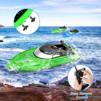 Bateau radiocommandé Garvee (lot de 2) - Vitesse élevée (10 km/h), télécommande 2,4 GHz, plastique ABS, idéal pour piscines et lacs, 4 batteries incluses, chargement USB.