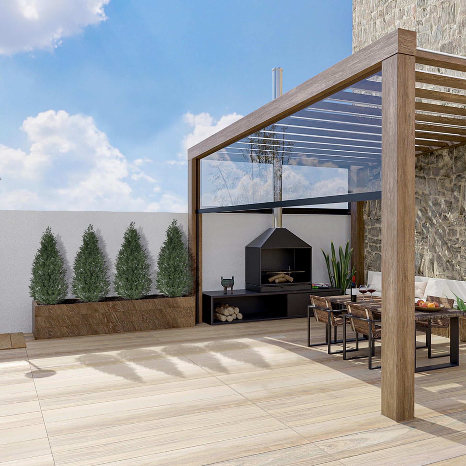 Ensemble de 2 arbres topiaires artificiels en cèdre Garvee de 1,20 m, résistants aux UV et aux intempéries, en polyéthylène, vert, pour jardin et terrasse.