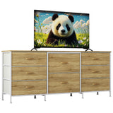 Garvee commode en tissu à 8 tiroirs, plateau en bois, cadre en métal, coloris naturel - Naturel