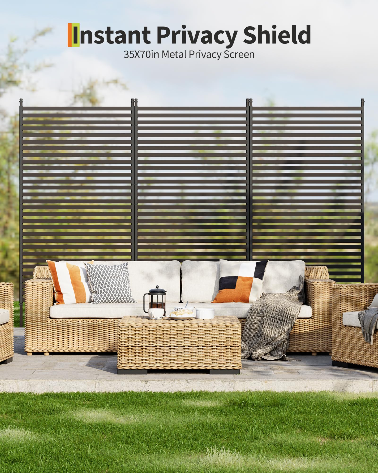Paravent d'extérieur Garvee avec support 35 x 70 pouces, résistant aux intempéries, idéal pour clôtures, équipements de piscine et autres besoins de jardinage.