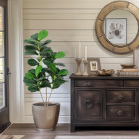 Figuier lyre artificiel Garvee de 120 cm avec pot en PP noir, idéal pour la décoration de la maison et du bureau. Design réaliste, facile d'entretien, résistant aux intempéries et en soie.