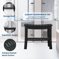 Banc de douche Garvee en PEHD avec étagère pour salle de bain et baignoire, noir, aspect bois, imperméable, résistant aux rayures
