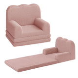 Garvee Canapé Enfant 2-en-1 Convertible Fauteuil Douillet en Mousse Haute Densité Tissu Sherpa Rose Pour Chambre Enfants - Pink