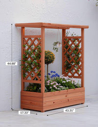 Jardinière surélevée Garvee avec treillis, 114 cm, bois résistant aux intempéries, pour balcon et jardin, autoportante, 4 trous de drainage, coloris naturels