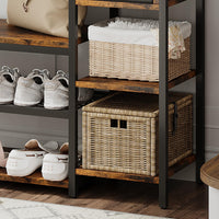 Armoire-penderie 3 en 1 Garvee avec étagère à chaussures et tiroir pour entrée et couloir, bois et métal, style ferme moderne, noir et blanc, gain de place