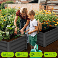Potager surélevé galvanisé Garvee 180 x 90 x 30 cm, en acier, antirouille, avec rebord de sécurité, idéal pour le jardin et la terrasse, durable et facile à monter.