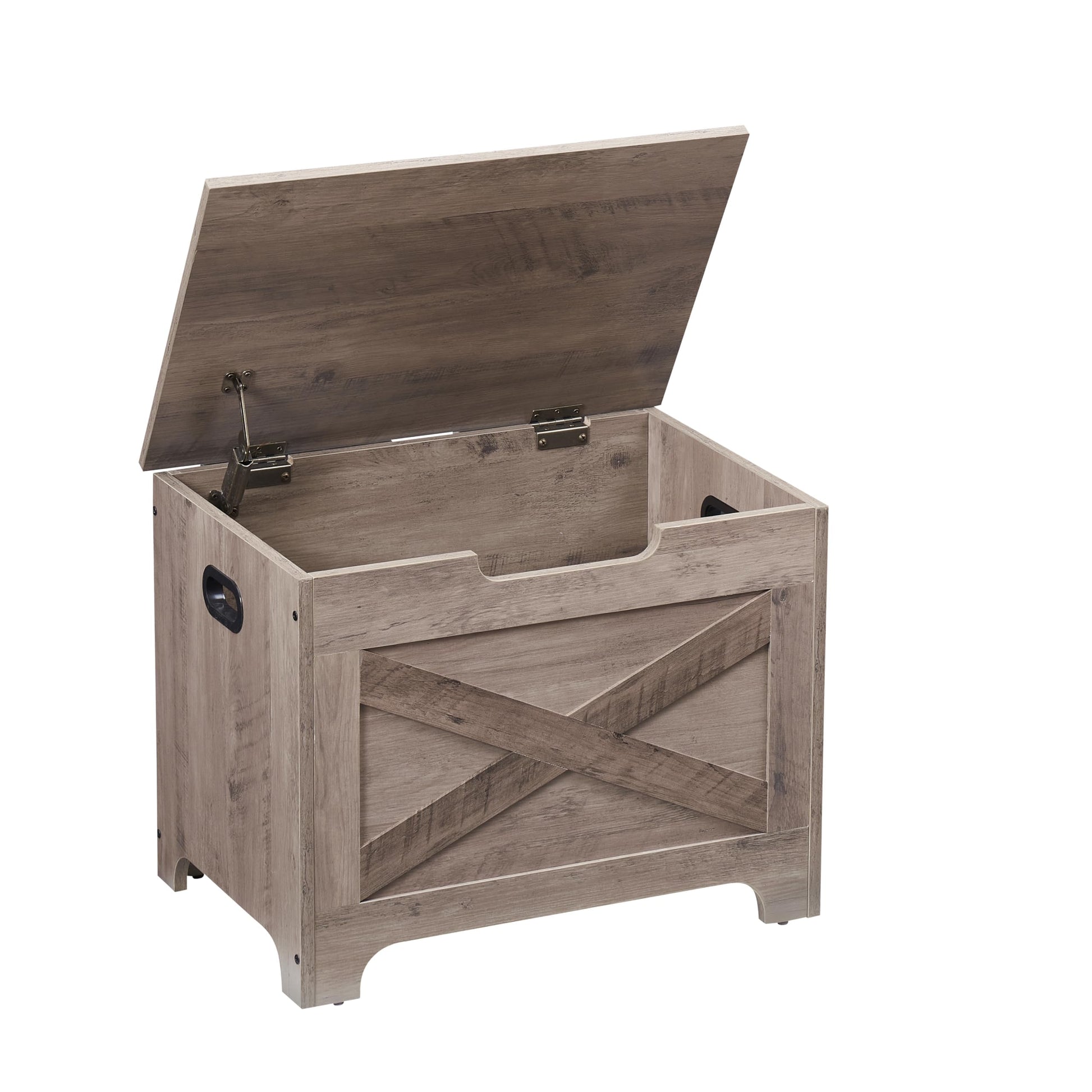 Banc de rangement Garvee avec verrou de sécurité, coffre en bois de style campagnard pour entrée et chambre, gris