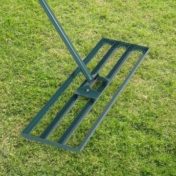 Râteau de nivellement de pelouse Garvee 91 x 25 cm, manche en acier robuste, 198 cm, entièrement soudé, antidérapant, pour le golf, le jardin et l'agriculture (vert).