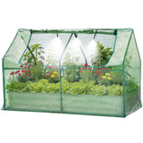 Garvee bac potager surélevé 183 × 91 × 30 cm avec serre, irrigation intégrée, acier 0,6 mm et filet anti-insectes - Beige