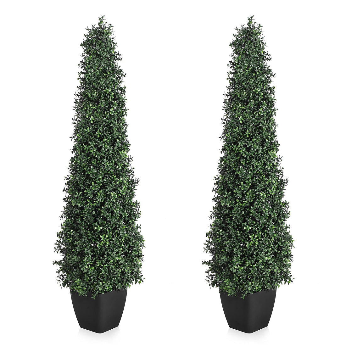 Garvee Lot de 2 arbustes artificiels en forme de tour de 152 cm, topiaires vertes pour décoration extérieure, terrasse et entrée