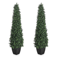 Garvee Lot de 2 arbustes artificiels en forme de tour de 152 cm, topiaires vertes pour décoration extérieure, terrasse et entrée