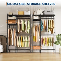 Garvee Portant à vêtements en métal à 4 niveaux, 3 barres réglables en hauteur, revêtement en poudre noir, pour chambre et magasin