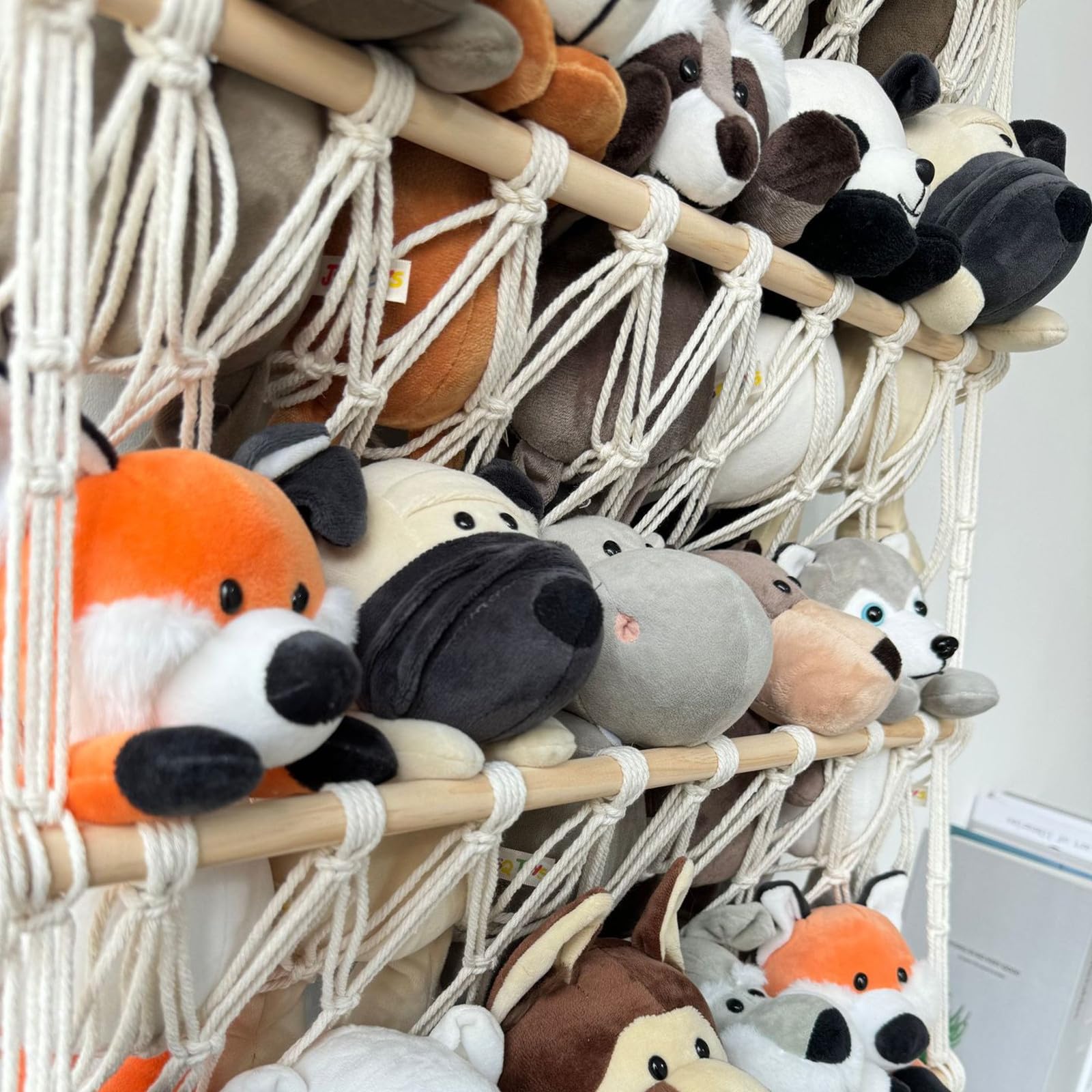 Garvee Étagère à peluches à 4 niveaux, organisateur de jouets suspendu pour chambre d'enfant, 105 x 52 cm, blanc