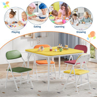 Ensemble table et chaises pliantes pour enfants Garvee 5 pièces, pliable, sûr, en cuir PU, pour la chambre d'enfant et l'extérieur, léger