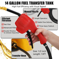 Réservoir de carburant Garvee de 14 gallons avec pompe à siphon manuelle et tuyau en polyéthylène de 10 pieds avec roues pour voiture, VTT, bateau, tondeuse à gazon