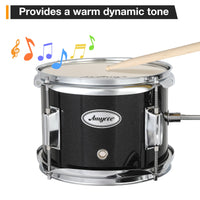 Batterie Garvee Junior 3 pièces avec cymbales, tom, grosse caisse, bois, pédale de grosse caisse, baguettes, tabouret pour chambre d'enfant, débutants, noir, 74 cm (29 pouces)