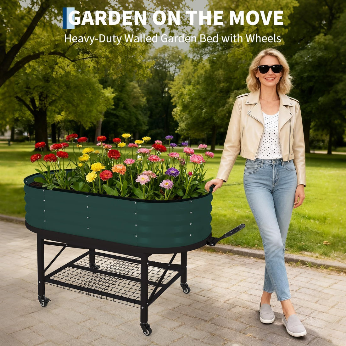 Jardinière surélevée en métal Garvee avec cadre renforcé et bâche pour légumes, herbes aromatiques et fleurs, filet de protection contre les oiseaux, gants inclus, style serre, idéale pour terrasse et résistante aux intempéries.