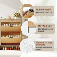 Meuble à chaussures Garvee avec 3 portes à charnières et 2 tiroirs, bois naturel - meuble de rangement pour entrée étroite