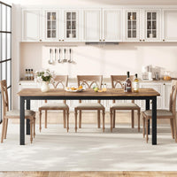 Garvee Table à Manger Industrielle en Bois 200 cm, pour 6 à 8 Personnes, Marron, Cuisine, Salle à Manger et Salon