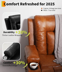 Fauteuil releveur électrique Garvee avec fonction chauffante et massante, revêtement en similicuir, pour seniors, salon, 98 x 95 x 103 cm, noir