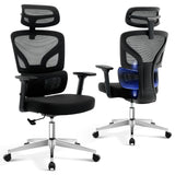 Garvee Chaise de Bureau Ergonomique en Maille, Soutien Lombaire Réglable, Accoudoirs 3D, Structure en Métal, Base Chromée, Hauteur Réglable, Noir - Noir