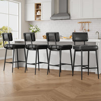 Ensemble de 2 tabourets de bar Garvee, 66 cm (26 po), revêtement en similicuir, dossier ergonomique, pieds en métal, pour îlot de cuisine, noir