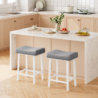 Garvee Lot de 2 tabourets de bar selle 61 cm, sans dossier, assise rembourrée incurvée, pieds métal et repose-pieds, pour îlot de cuisine ou bar, gris
