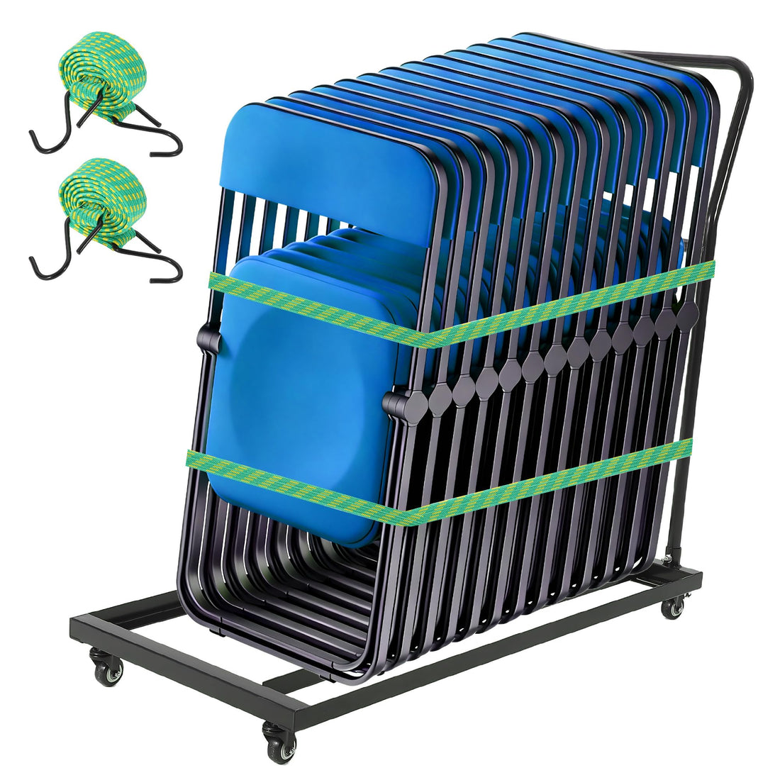 Chariot à chaises pliantes Garvee en forme de L, capacité de 136 kg, pouvant contenir 25 chaises, en métal robuste avec revêtement en poudre, poignée amovible, idéal pour les mariages et les événements.
