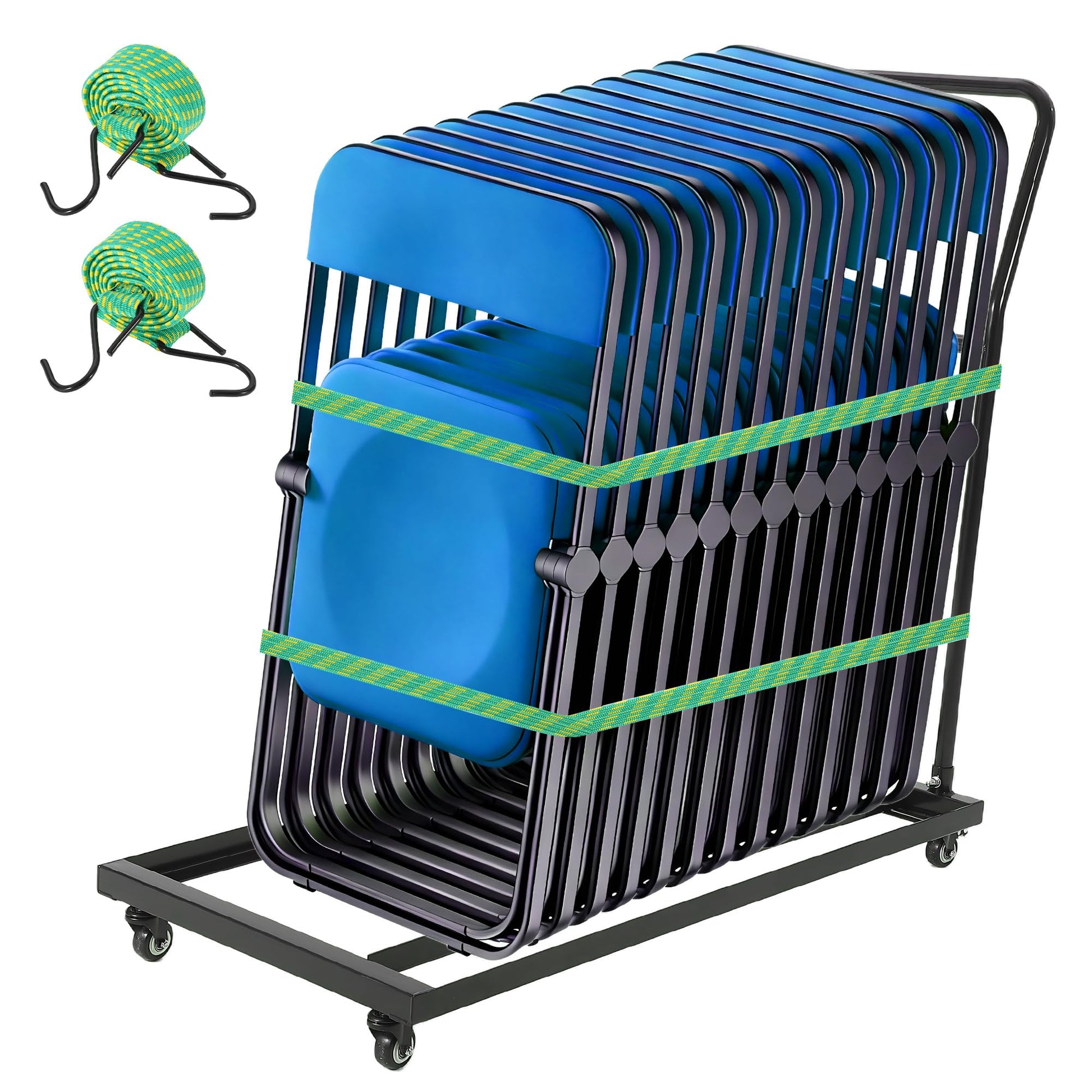 Chariot à chaises pliantes Garvee en forme de L, capacité de 136 kg, pouvant contenir 25 chaises, en métal robuste avec revêtement en poudre, poignée amovible, idéal pour les mariages et les événements.
