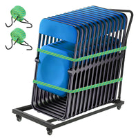 Chariot à chaises pliantes Garvee en forme de L, capacité de 136 kg, pouvant contenir 25 chaises, en métal robuste avec revêtement en poudre, poignée amovible, idéal pour les mariages et les événements.