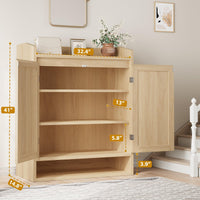 Rangement à chaussures moderne en rotin Garvee avec étagères réglables, structure en MDF, résistant à la poussière, idéal pour l'entrée et le salon, 80 cm (L) x 40 cm (l) x 100 cm (H), style bohème et rustique marron
