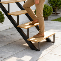 Ensemble de marches d'escalier en acier Garvee, limons métalliques avec pieds de renfort pour usage intérieur et extérieur, 2 pièces, revêtement en poudre, capacité de charge de 1360 kg