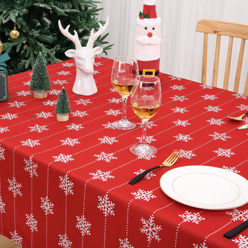 Nappe Garvee à motif flocons de neige, résistante aux taches et aux couleurs grand teint, idéale pour la décoration de table, 100 % polyester, blanche.
