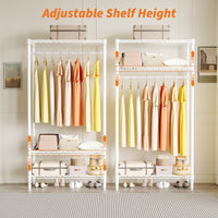 Portant à vêtements robuste Garvee avec étagères, réglable, en métal antirouille, capacité de charge de 300 kg, pour chambre et buanderie, blanc, 90 cm (L) x 45 cm (P) x 175 cm (H)