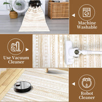 Revêtement de sol Garvee pour salon, doux, lavable en machine, antidérapant, couleur crème et marron, 140 x 200 mm, pour chambre et bureau.
