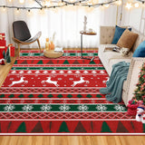 Tapis de Noël antidérapant Garvee Områdesmatta, grand format, en microfibre douce et lavable, 80 x 150 cm, motif flocons de neige et élans, pour salon ou chambre.
