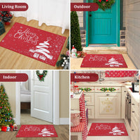 Garvee Kerst Deurmat Xmas Rouge Sapin de Noël et Flocons de Neige Antidérapant 40 x 60 cm Intérieur Extérieur