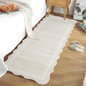 Tapis de couloir lavable Garvee 60 x 180 cm, antidérapant, résistant aux taches, en polyester couleur crème, pour cuisine et couloir