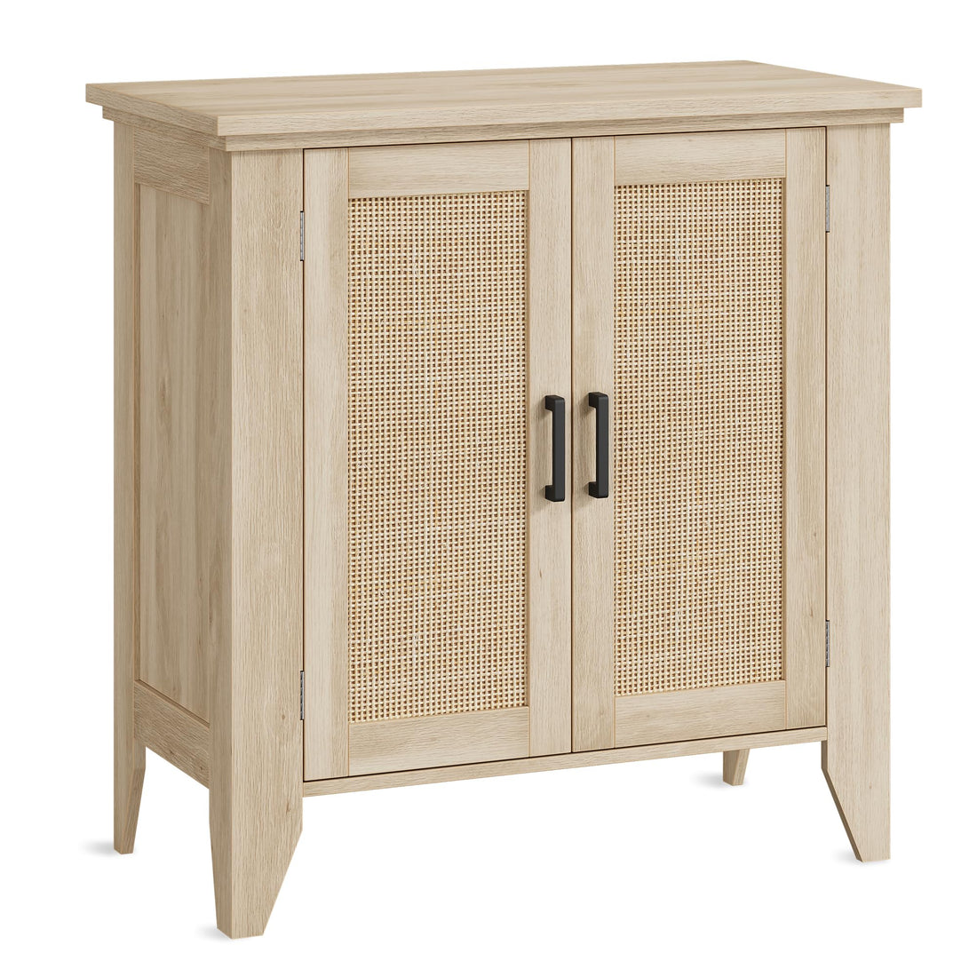Garvee petit meuble de rangement avec portes et étagères, buffet en rotin pour le salon et la cuisine, 76 × 40 × 80 cm, coloris naturel
