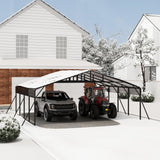 Garvee Abri Voiture 6,1 × 6,1 m, Garage Métallique avec Toit en Acier Galvanisé, Cadre Renforcé et Kit de Montage, Gris