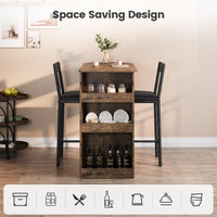 Ensemble table et chaises de bar Garvee avec plateau semi-circulaire rétro, étagère à 3 niveaux, tabourets recouverts de cuir pour la cuisine et le bureau, compact et moderne