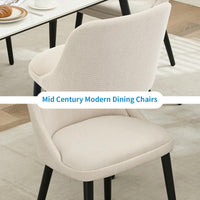 Ensemble de 2 chaises de salle à manger Garvee style Mid-Century, revêtement en lin beige, pieds en bois, pour cuisine et salon, capacité de charge de 136 kg, design moderne