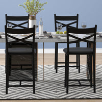 Ensemble de 4 tabourets de bar Garvee, 57 cm (22,4 pouces), dossier en forme de X, rembourrage épais, structure en métal, revêtement en cuir PU, marron-noir rustique pour la cuisine et la salle à manger