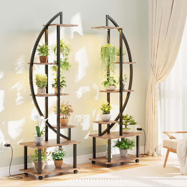 Support pour plantes demi-lune avec roues pivotantes